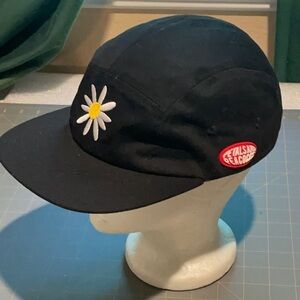 Black baseball daisy flower cap hat Petals and Peacocks